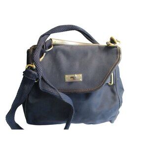 *Vintage Bloomingdales' Blue Nylon 2Way Purse w Gold-Tone Hardware